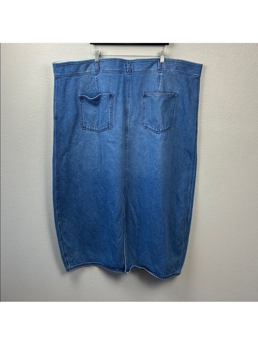 Pilcro Barrel Denim Maxi Skirt Rear Slit Pockets Jean Midi Anthropologie 26W - Picture 7 of 10